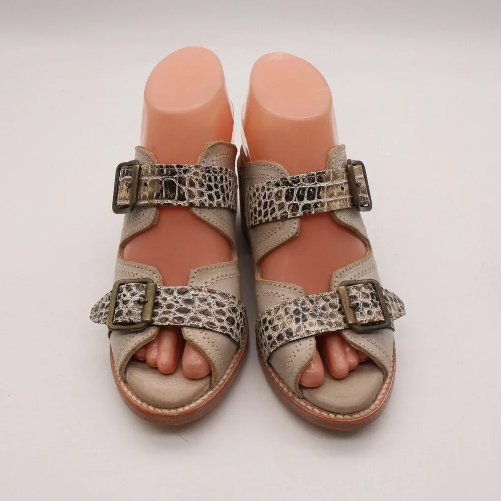 Freebird by Steven Caprice Women’s Size US 6 Gray Leather Block Heel Sandals - Picture 2 of 10